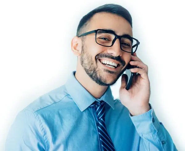Happy Business Man Calling on Smartphone